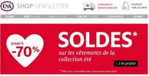 Soldes C&A : jusqu’à moins 70% + livraison gratuite