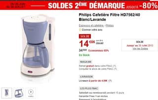 SOLDES Cafetière Filtre Philips HD7562/40 à 14 euros seulement  