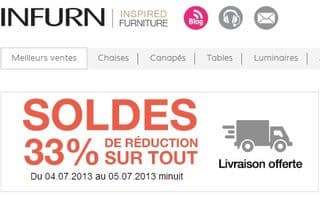 Mobilier design : moins 33% sur tout + livraison gratuite (4 et 5 juillet - Infurn)