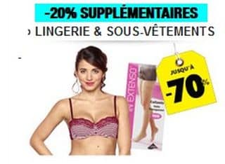 Moins 20% supplémentaires sur les soldes Lingerie (code promo Auchan) Dim, Playtex, Passionata…