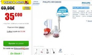 Soldes Mixeur plongeant sans fil Philips 35 euros