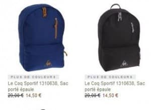 Sac à dos Le Coq Sportif à 14,50 euros au lieu de 29 euros 