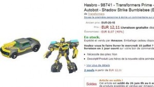 SOLDES Transformers Prime Robots in Disguise Shadow Strike Bumblebee à 12,11 euros