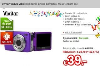 Soldes appareil photo VIVITAR 16 Mpix