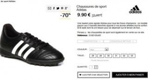 Soldes basket noire Adidas enfant à moins de 10 euros