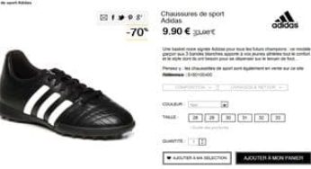 Moins de 10 euros chaussure de sport Adidas enfant (du 28 au 33) / livraison gratuite en magasin
