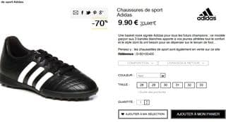 Moins de 10 euros chaussure de sport Adidas enfant (du 28 au 33) / livraison gratuite en magasin