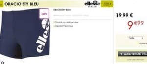 Soldes maillot de bain homme Ellesse moins de 10 euros
