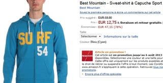 Sweat à capuche Best Mountain 12,75 euros au lieu de 59 euros (livraison gratuite)