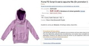 12,60 euros le Sweat à capuche fille Puma (4, 6 ou 12 ans) au lieu de 42€ – livraison gratuite