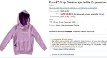 sweat puma 12 ans