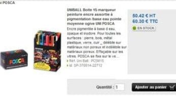 15 marqueurs UNI POSCA peinture tous supports 36,70 euros au lieu de plus de 60 euros (livraison gratuite)