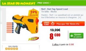 8 euros le Pistolet Nerf Dart Tag Speed Load au lieu de 19,90 euros 