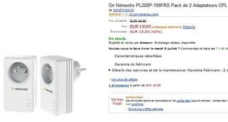 Vente flash Pack 2 Adaptateurs CPL avec prise 200 Mbit/s On Networks 