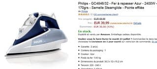 Vente flash fer a repasser Philips Azur 2400w