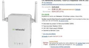 Vente flash répéteur Wi-Fi 300Mbps On Networks à seulement 21,90 euros (livraison gratuite)