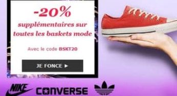 Baskets femme Skechers 22 euros (du 37 au 40) / Soldes + code promo Sarenza (-20% supl.)