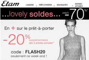 Soldes Etam : 20% supplémentaires 