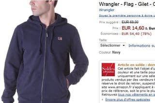 Moins de 15 euros le Gilet Homme Wrangler au lieu de 69 euros (livraison gratuite)