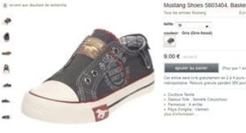 9 euros au lieu de 30 les baskets garçon Mustang Shoes (du 32 au 38 / livraison gratuite)