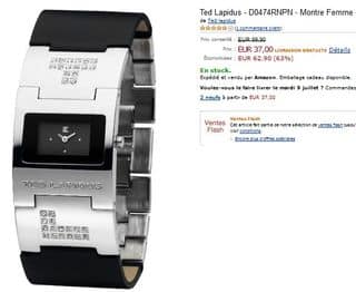 37 euros montre femme Ted Lapidus (au lieu de 97€) + soldes montres