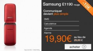 Vente flash mobile Samsung E1190 à moins de 20 euros