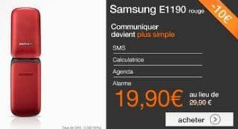 Vente flash mobile Samsung E1190 à moins de 20 euros (sans abonnement / port inclus)