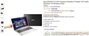 499 euros ordinateur portable Asus tactile 15 pouces
