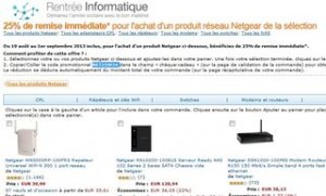 Code promo moins 25% sur produits Netgear (Répéteur, CPL, Modem, Clé…)