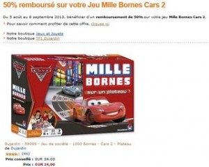 ODR Mille Bornes plateau Cars 2 Dujardin