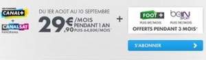 Moins de 30 euros Canal plus + Canal Sat pendant 1 an