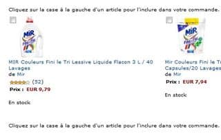 1 lessive Mir Fini le Tri acheté = 1 offerte (encore dispo)