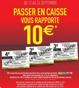 0 euros de crédits sur votre carte Auchan 