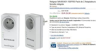 30 euros les 2 Adaptateurs CPL Netgear 500 Mbit/s Nano avec Prise femelle Netgear