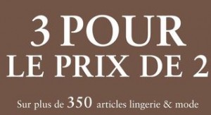 Adam et Eve : 2 achetés = 1 gratuit (lingerie et mode) / livraison gratuite