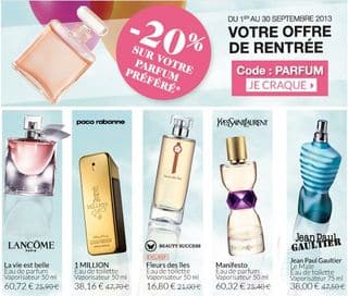 Bon plan parfum : code promo -20% Beauty Success