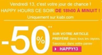 KIABI Moins 50% sur votre article préféré ce soir de 18h à minuit