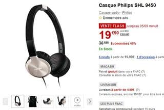 vente flash casque pliable Philips SHL 9450 à seulement 19,90 euros