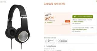 29 euros le Casque audio haute-fidélité TDK ST700 (plus de 60 euros ailleurs) !