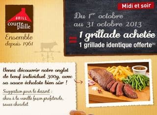 Courtepaille une grillade gratuite pour une achetee