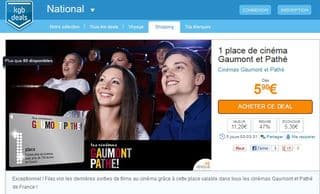 5,90 euros la place cinéma Gaumont/Pathé (au lieu de 11,90 euros)