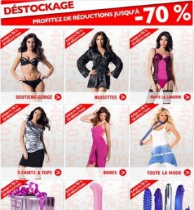 Déstockage Adam et Eve (lingeries, mode, sextoys…) + livraison gratuite