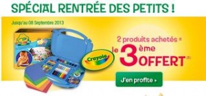 Offre Crayola 2 produits achetes lle 3eme gratuit