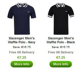 7,25 euros Polo homme Slazenger / livraison gratuite / 2 coloris