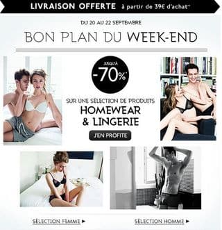 Vente flash Lingerie & HomeWear Galeries Lafayette (jusqu’à moins 70%)