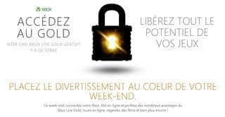 Xbox Live Gold gratuit du 1 au 4 octobre