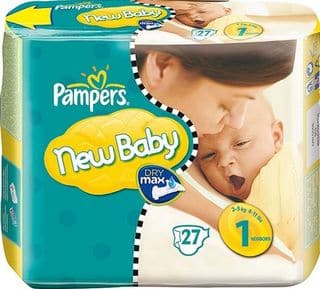 1 paquet couches Pampers New Baby + 1 pack de lingettes Pampers achetés = 6 euros de réductions immédiates