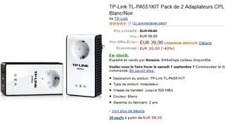 Vente flash CPL moins de 40 euros 2 Adaptateurs CPL TP-Link 500 Mbps /avec prise secteur 