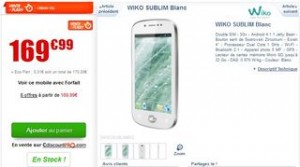 vente flash Smartphone WIKO Sublim blanc