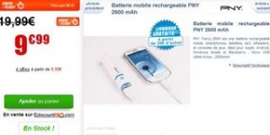 vente flash batterie mobile rechargeable PNY 2600 mAh